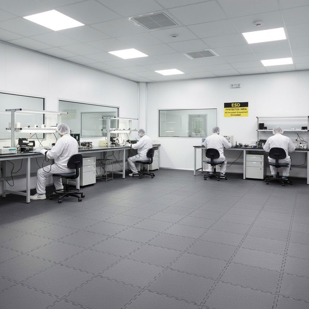 7mm ESD Anti-Static Interlocking PVC Floor Tiles | BS EN 61340 Compliant | Server Rooms & Electronics | UK Stock