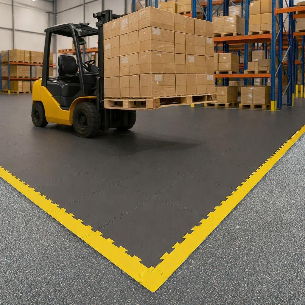 7mm T-Joint E500 Interlocking PVC Floor Tiles | Heavy-Duty Industrial | Garage & Workshop | UK Stock