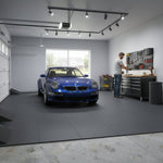 Concrete Floor Covering Tiles - Direct Overlay System installed in home garage setting