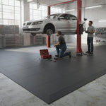 Concrete Floor Covering Tiles - Direct Overlay System installed in workshop setting
