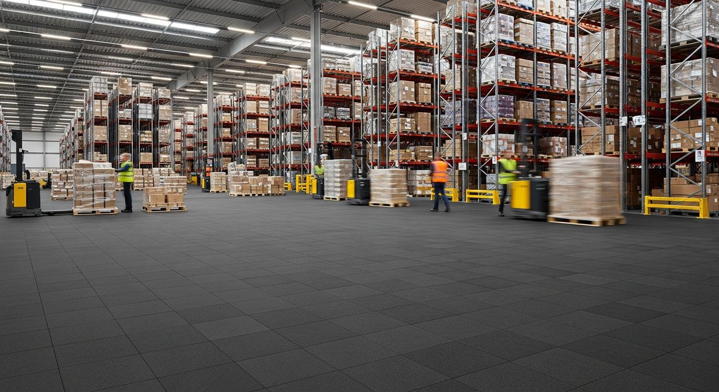 10mm Heavy-Duty PVC Floor Tiles in Distribution Centre