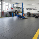 Epoxy Replacement Tiles - No Grinding Required installed in workshop setting