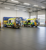 Fire Station Floor Tiles 10mm Heavy Duty | Appliance Bay Flooring Chemical Resistant | 5 Tonne Fire Engine Rated UK