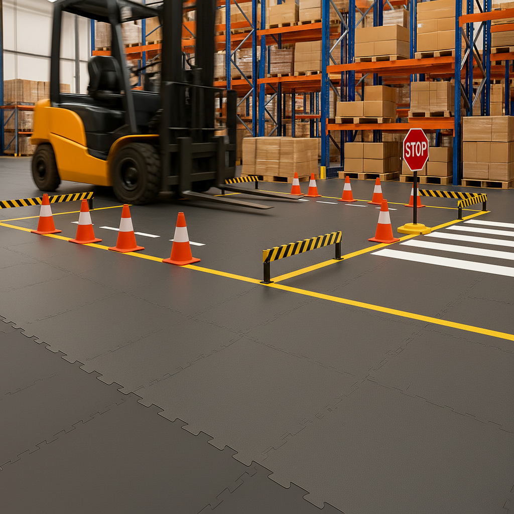 Forklift rated floor tiles 10mm 5 tonne load capacity warehouse flooring