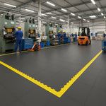 Forklift Rated Floor Tiles 10mm PVC | 5 Tonne Load Capacity Industrial Flooring | Warehouse & Distribution Centre UK installed in warehouse setting