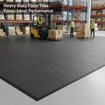 Heavy-Duty Floor Tiles - Epoxy-Level Performance installed in warehouse setting