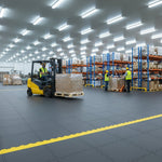 Industrial Interlocking Floor Tiles 10mm | Heavy Duty PVC Warehouse & Factory Flooring | 5 Tonne Forklift Safe UK installed in workshop setting