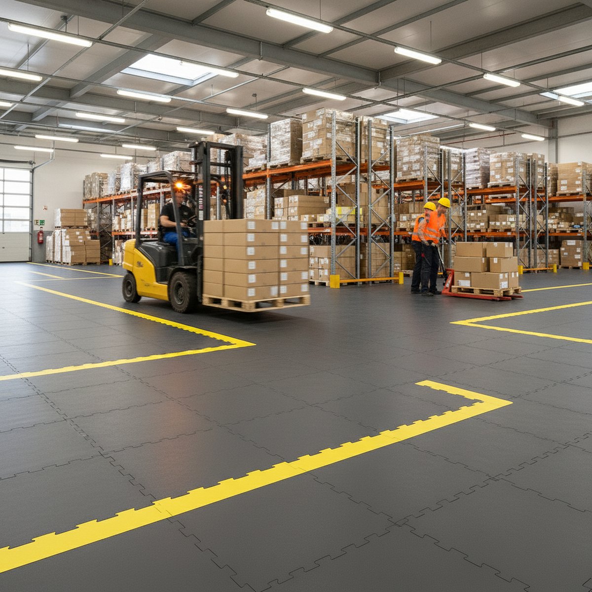 Oil & Chemical Resistant Garage Floor Tiles | 10mm PVC Workshop Flooring Diesel Proof | Acid & Solvent Safe Industrial UK installed in home garage setting