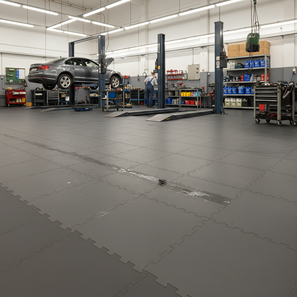 MOT Workshop Floor Tiles - Oil-Resistant Surface