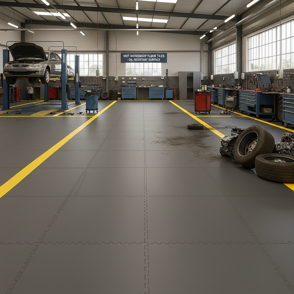 MOT Workshop Floor Tiles - Oil-Resistant Surface