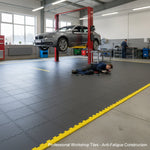 Professional Workshop Tiles - Anti-Fatigue Construction installed in workshop setting