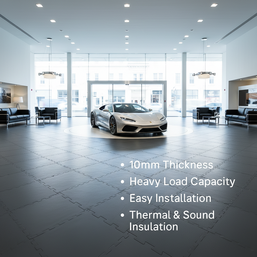 Retail showroom floor tiles 10mm PVC car dealership shop flooring UK