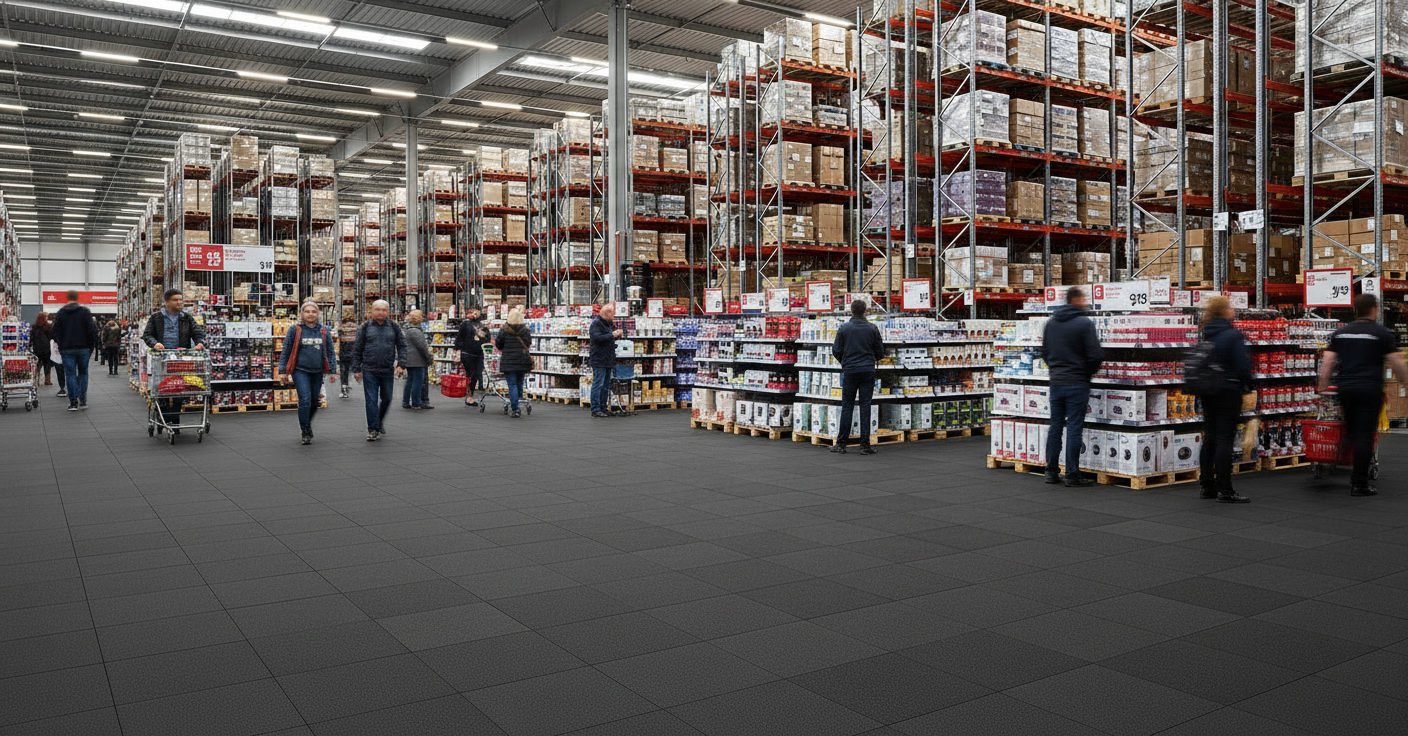 Retail showroom floor tiles 10mm PVC car dealership shop flooring UK