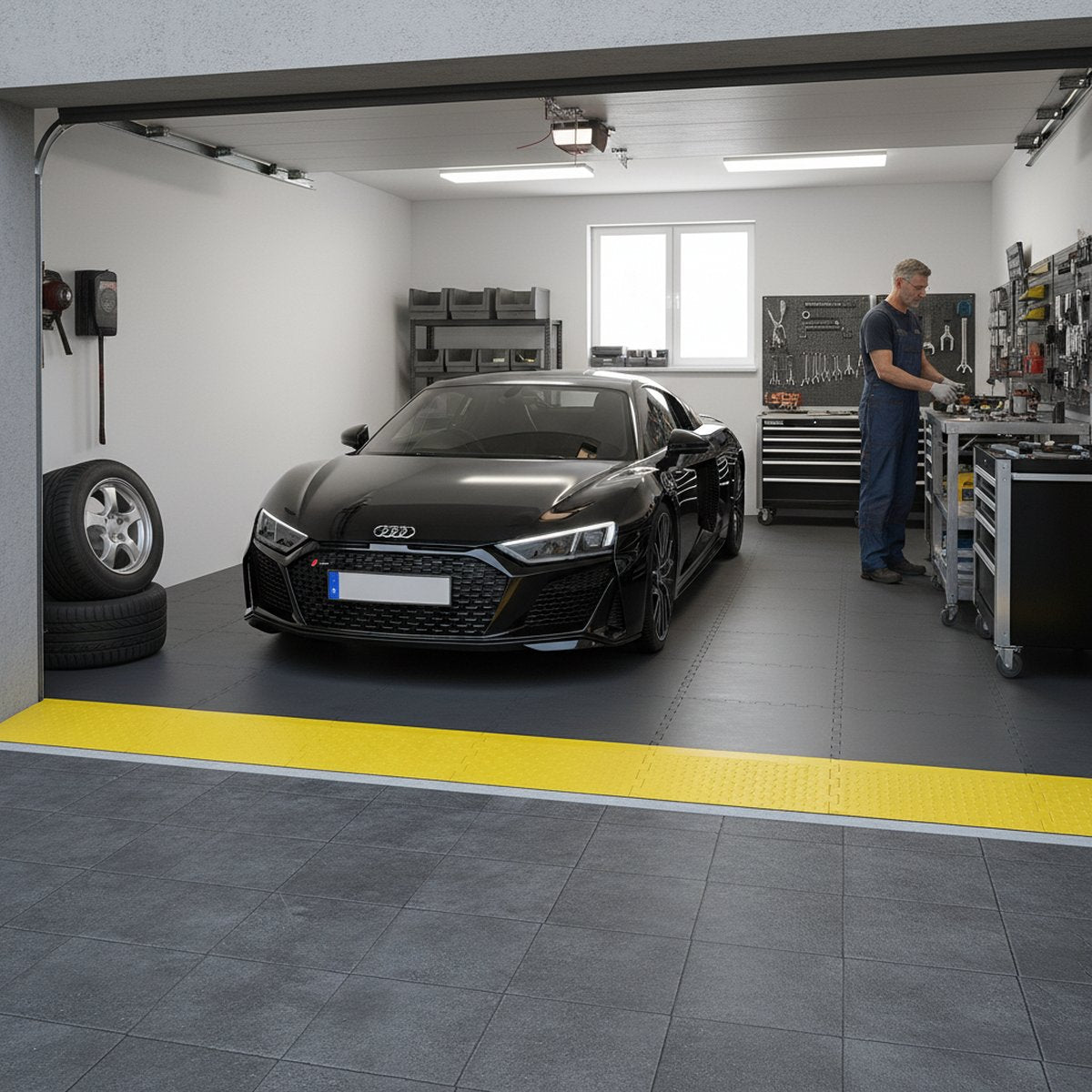 Trade Workshop Flooring - Oil & Chemical Resistant installed in warehouse setting