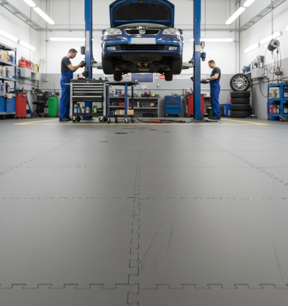 7mm T-Joint E500 Interlocking PVC Floor Tiles | Heavy-Duty Industrial | Garage & Workshop | UK Stock