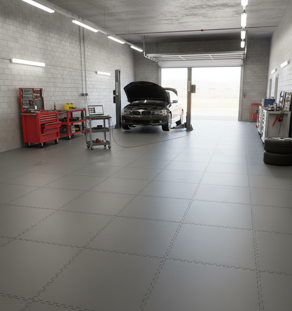 7mm T-Joint E500 Interlocking PVC Floor Tiles | Heavy-Duty Industrial | Garage & Workshop | UK Stock