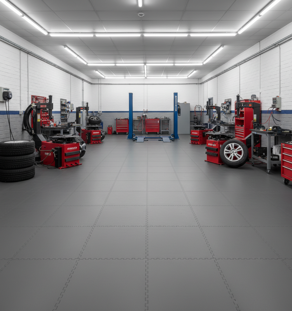 7mm T-Joint E500 Interlocking PVC Floor Tiles | Heavy-Duty Industrial | Garage & Workshop | UK Stock