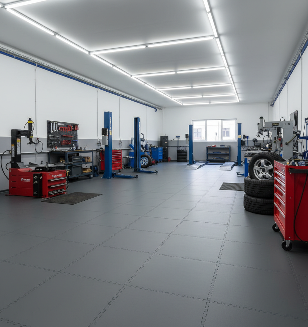 7mm X-Joint Interlocking PVC Floor Tiles | Heavy-Duty Garage & Workshop Flooring | UK Manufacturer