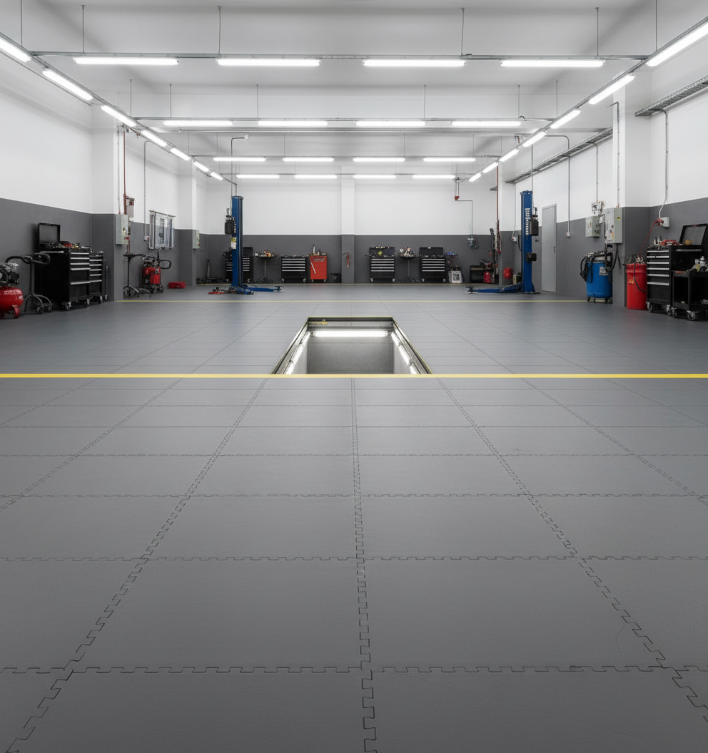 7mm X-Joint Interlocking PVC Floor Tiles | Heavy-Duty Garage & Workshop Flooring | UK Manufacturer