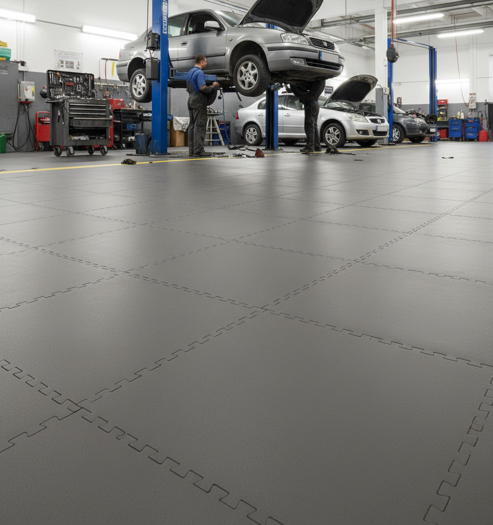 10mm PVC Floor Tiles Ultra Heavy Duty | Interlocking Garage & Workshop Flooring | 500x500mm 5 Tonne Load Rating UK