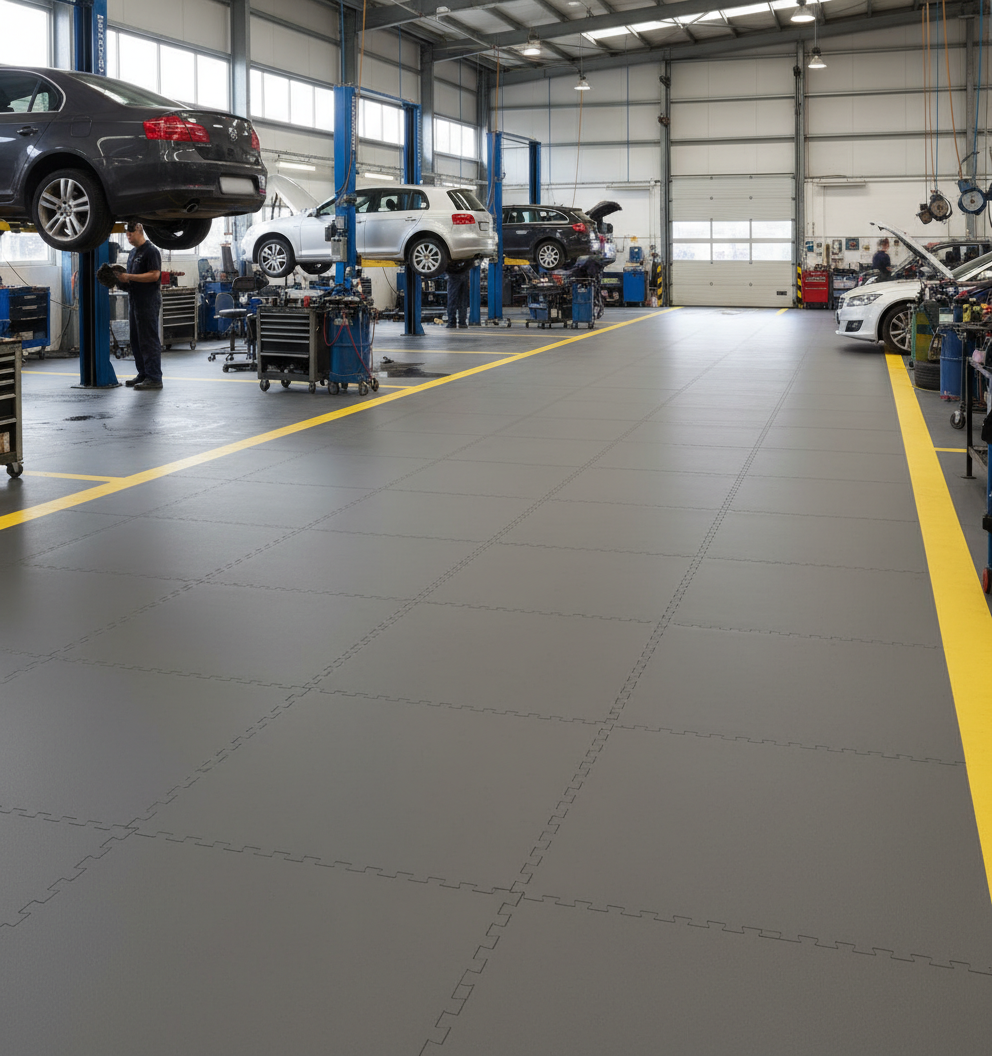 10mm PVC Floor Tiles Ultra Heavy Duty | Interlocking Garage & Workshop Flooring | 500x500mm 5 Tonne Load Rating UK