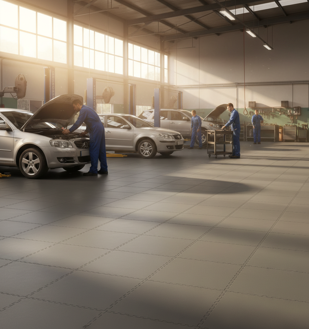 10mm PVC Floor Tiles Ultra Heavy Duty | Interlocking Garage & Workshop Flooring | 500x500mm 5 Tonne Load Rating UK