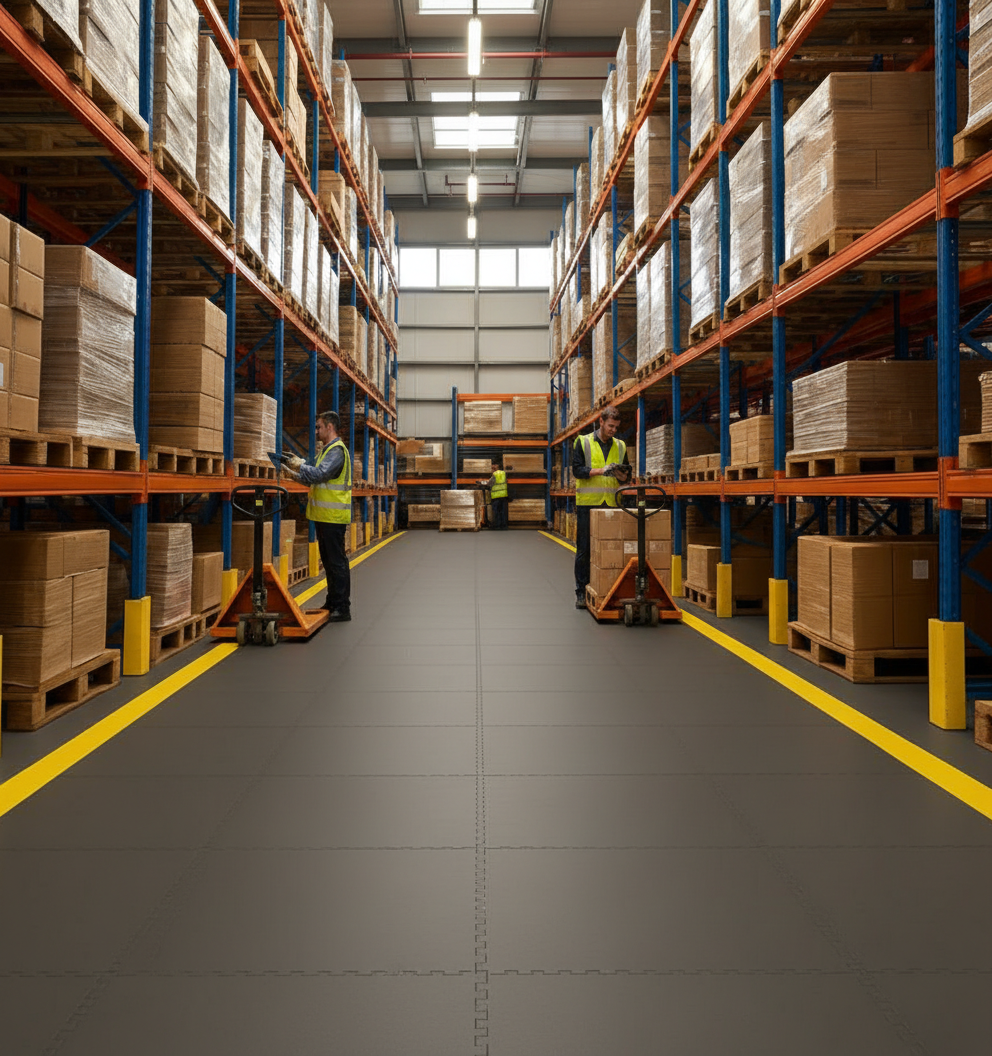 Forklift Rated Floor Tiles 10mm PVC | 5 Tonne Load Capacity Industrial Flooring | Warehouse & Distribution Centre UK