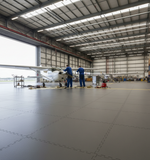 Aircraft Hangar Flooring Tiles 10mm PVC | Aviation Workshop Floor Protection | Jet Fuel Resistant 5T Load UK
