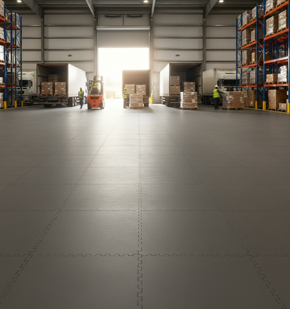 Factory & Warehouse Floor Tiles 10mm | Industrial Production Line Flooring | Forklift Safe Chemical Resistant UK