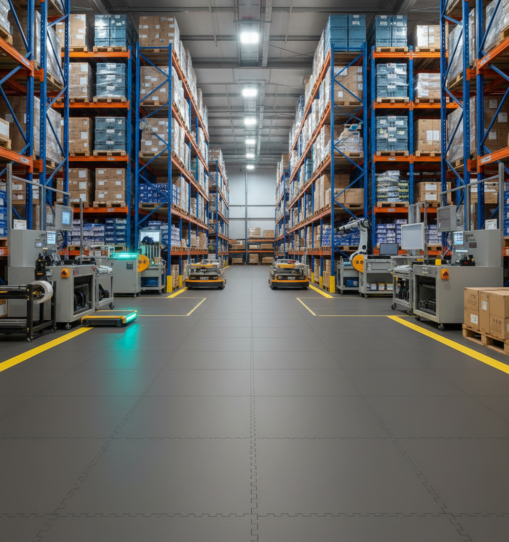 Factory & Warehouse Floor Tiles 10mm | Industrial Production Line Flooring | Forklift Safe Chemical Resistant UK
