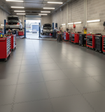 Oil & Chemical Resistant Garage Floor Tiles | 10mm PVC Workshop Flooring Diesel Proof | Acid & Solvent Safe Industrial UK