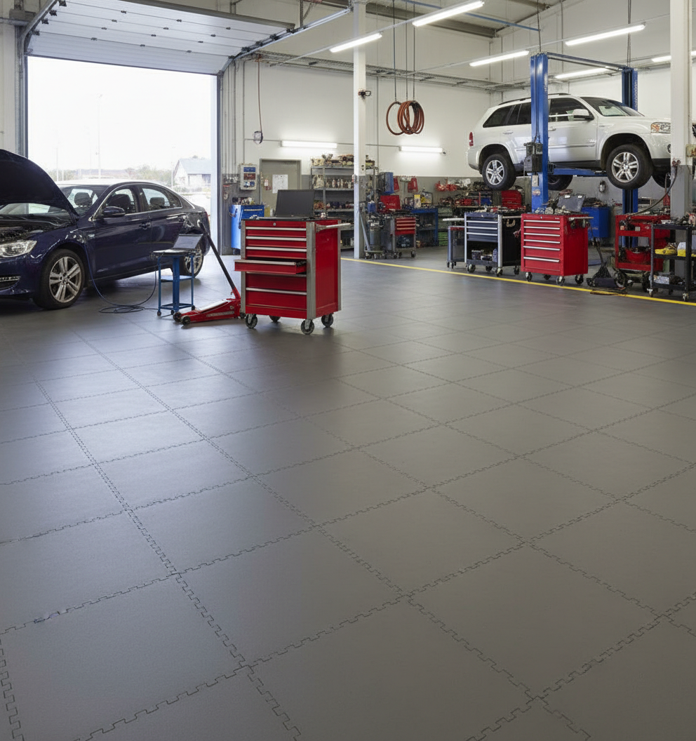 Anti-Slip R10 Industrial Floor Tiles 10mm | Heavy Duty PVC Non-Slip Workshop Flooring | Wet Area Safe 5 Tonne Rated UK
