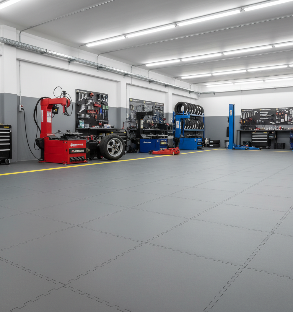 Anti-Slip R10 Industrial Floor Tiles 10mm | Heavy Duty PVC Non-Slip Workshop Flooring | Wet Area Safe 5 Tonne Rated UK