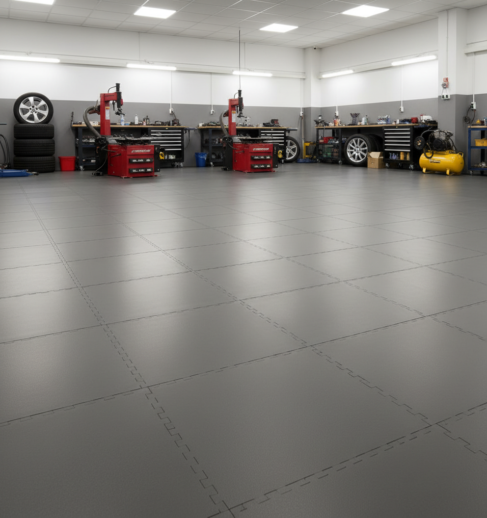 Commercial Garage Floor Tiles | 20 Tonne Load Rating | Oil-Resistant PVC