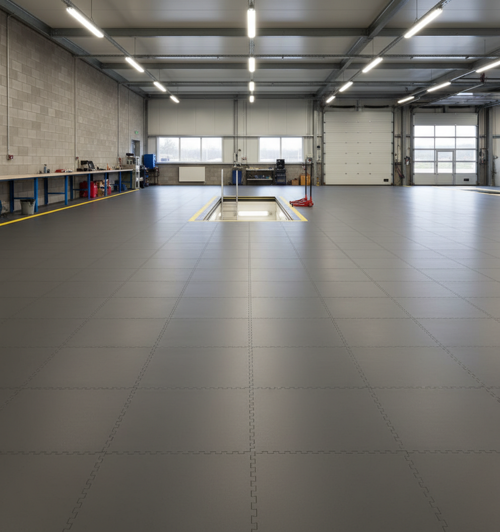 MOT Workshop Floor Tiles - Oil-Resistant Surface
