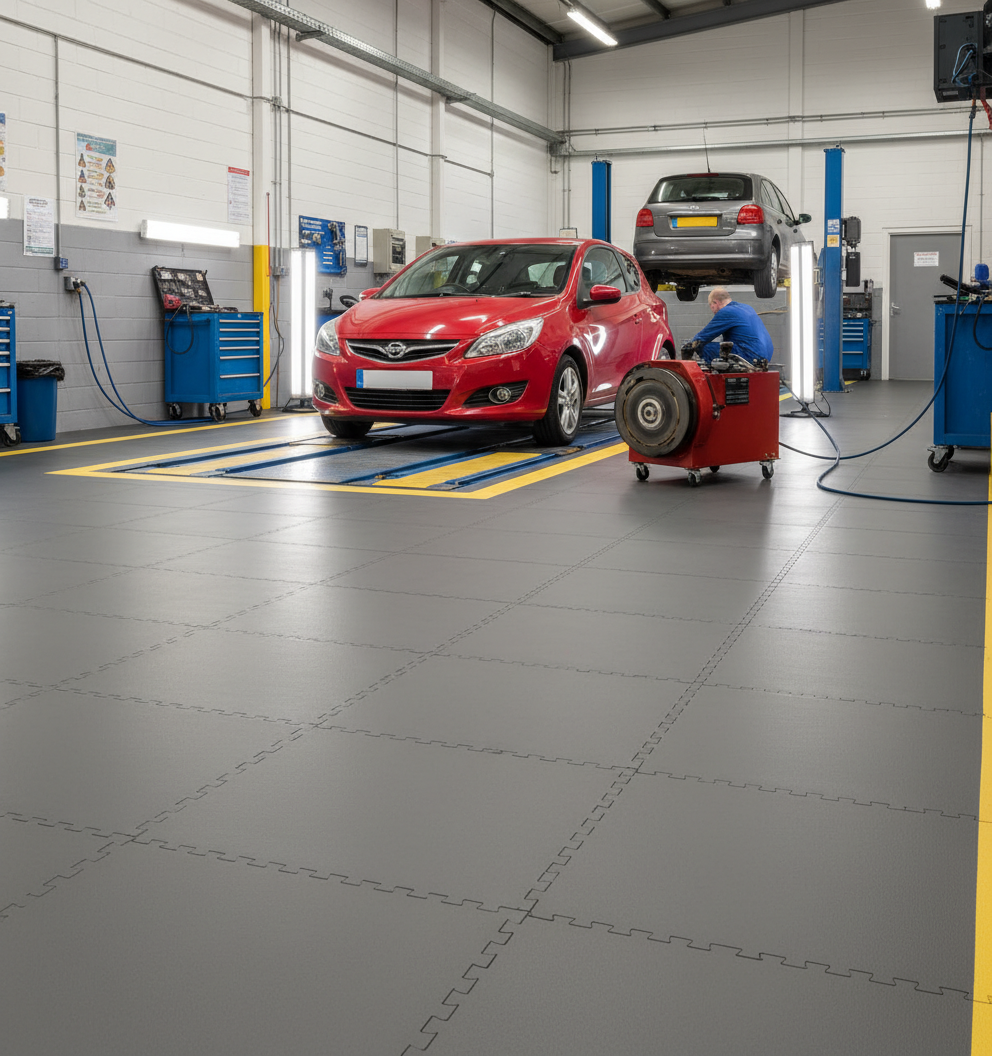 Automotive Garage Flooring - Lift-Compatible Design