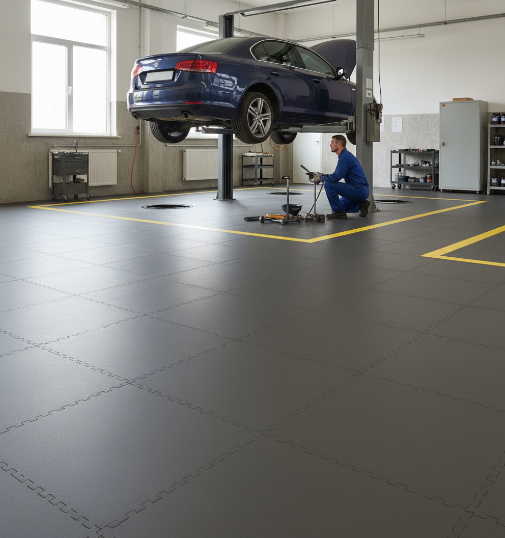 Automotive Garage Flooring - Lift-Compatible Design