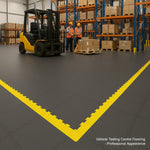 Vehicle Testing Centre Flooring - Professional Appearance installed in warehouse setting